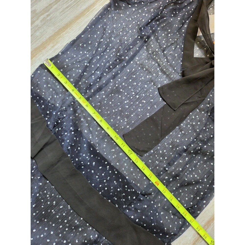 NWT Marycrafts Polka Dot Sheer Tie Neck Chiffon Fit Flare Dress Navy & Black L - Picture 6 of 9